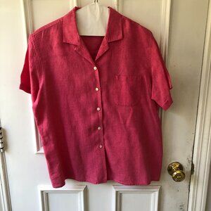 L.L. Bean 100% Linen Blouse Short Sleeved